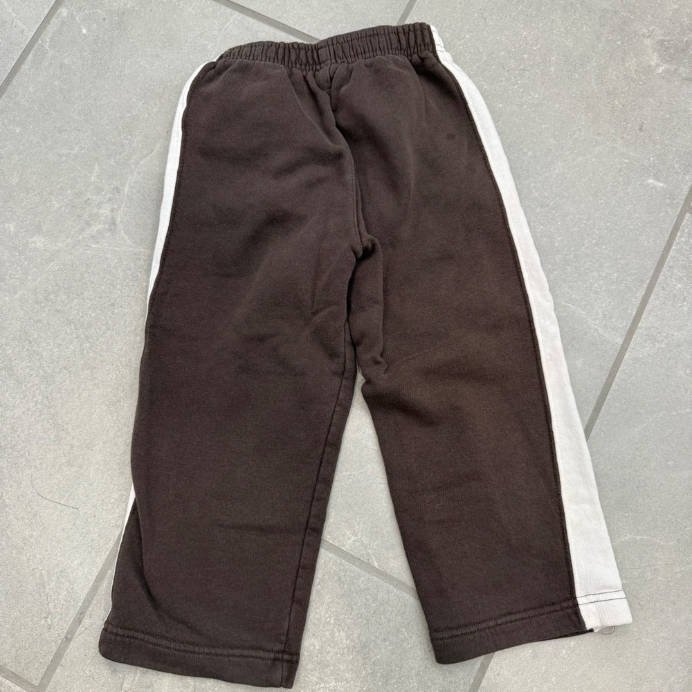 Nike Kids Brown White Stripe Fleece Sweatpants Joggers 4T Boys Girls - Picture 2 of 5